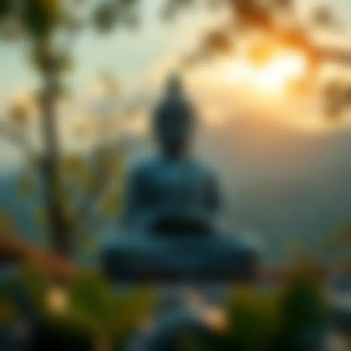 Buddha statue in meditation surrounded by nature, reflecting on craving and liberation