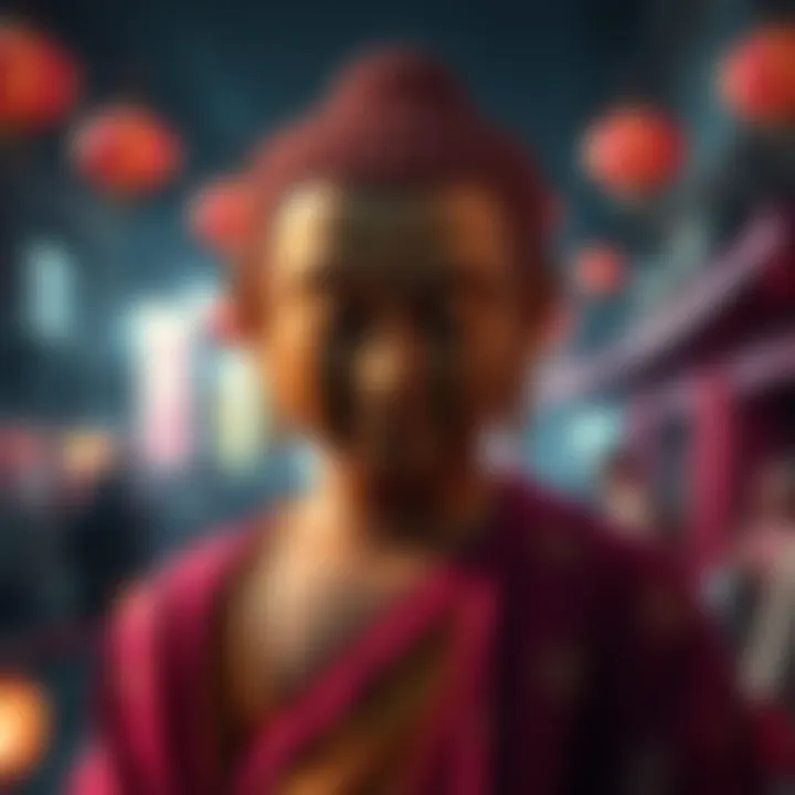 Person dressed as Buddha for Halloween Individual wearing a costume resembling Buddha, showcasing cultural themes for Halloween celebration.