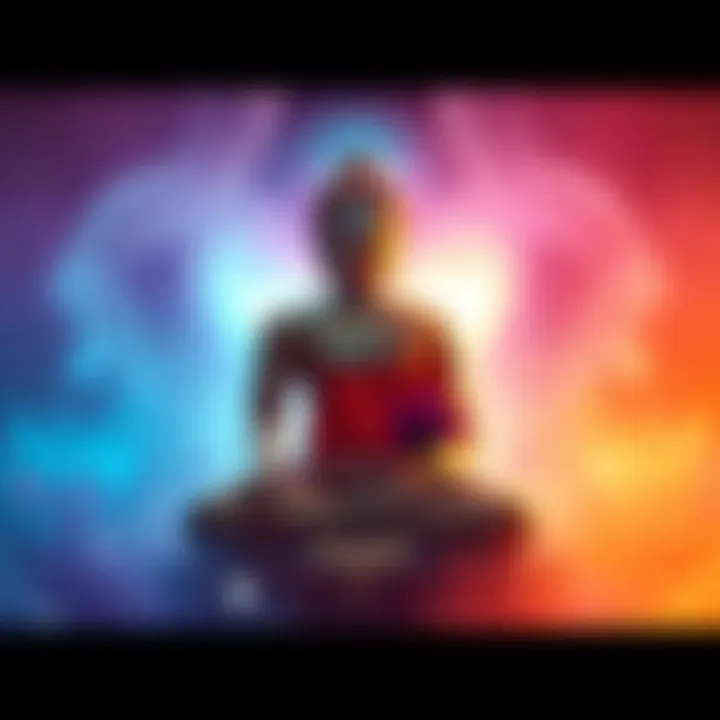 A serene Buddha figure seated in meditation, surrounded by soft colors representing peace and tranquility.