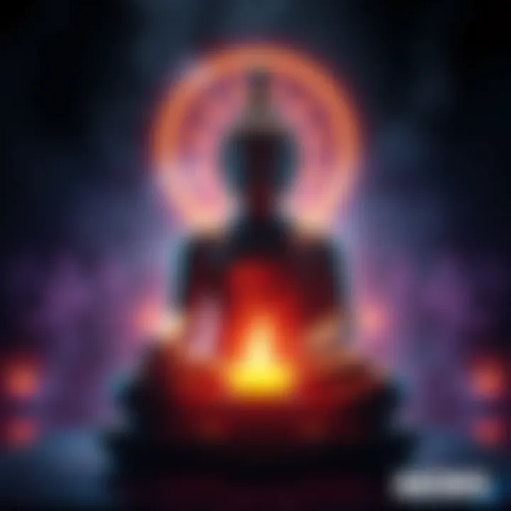 Buddha Meditating A serene Buddha figure meditating in a peaceful setting, symbolizing wisdom and knowledge.