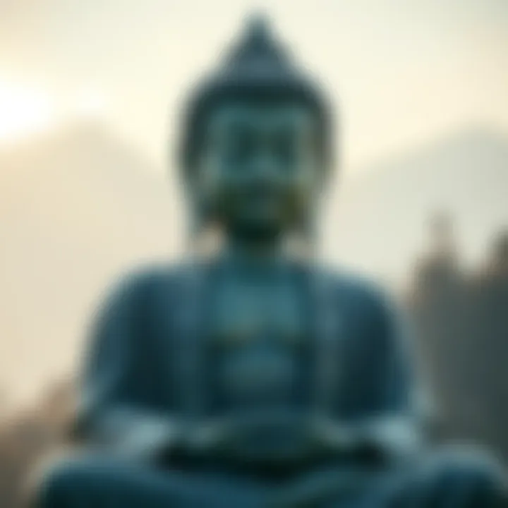 Peaceful Buddha statue A serene Buddha statue symbolizing compassion in Pure Land Buddhism.