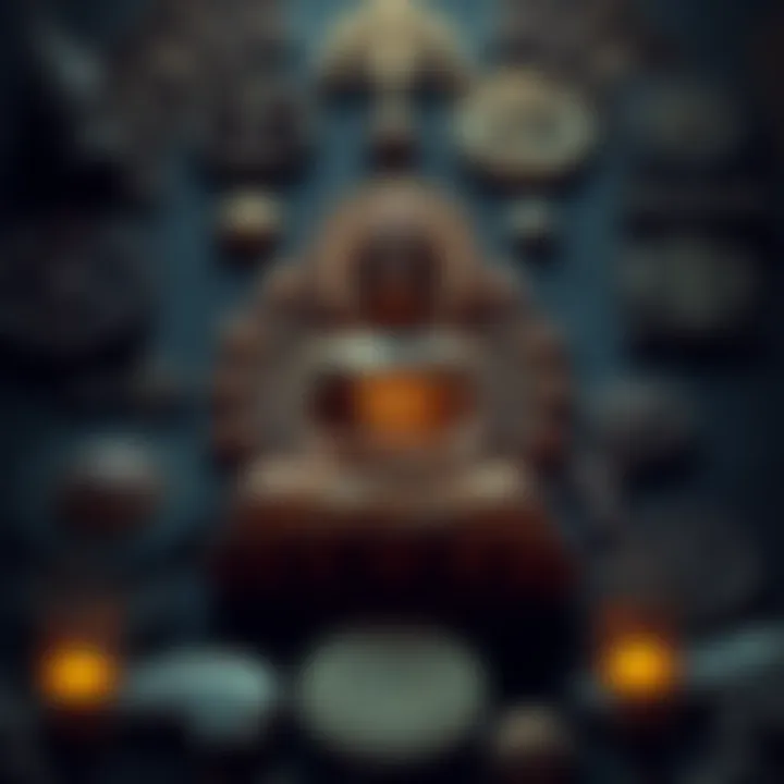 A harmonious display of Buddhist symbols with symbols from other religions, showcasing the blend of different faiths