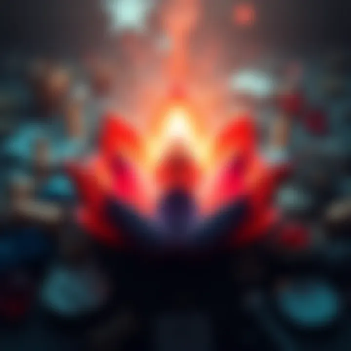 A blend of Buddhist symbols like the lotus flower and democratic icons such as a voting ballot, representing the connection between Buddhism and democracy.