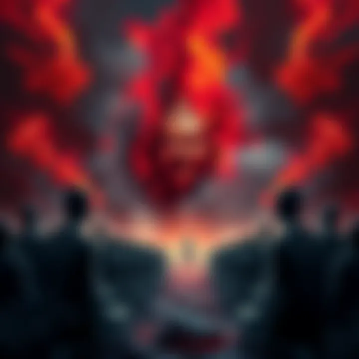 A representation of Buddhist hell showing suffering figures and dark surroundings, illustrating the concept of hell in Buddhism.