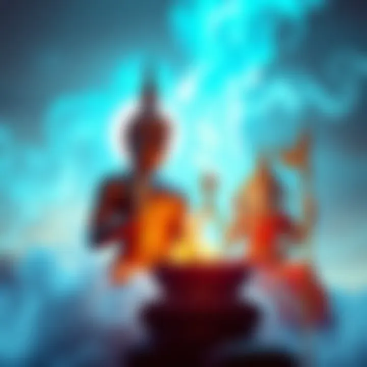 A visual comparison of Buddhist and Hindu symbols representing rebirth and reincarnation