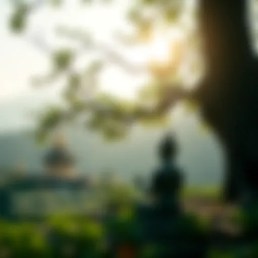 A person meditating peacefully under a tree, surrounded by nature, representing the journey of becoming Buddhist.