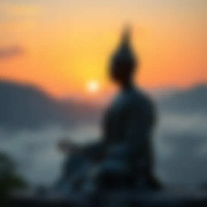 A person meditating peacefully in a serene environment, reflecting on love and relationships while practicing Buddhism.