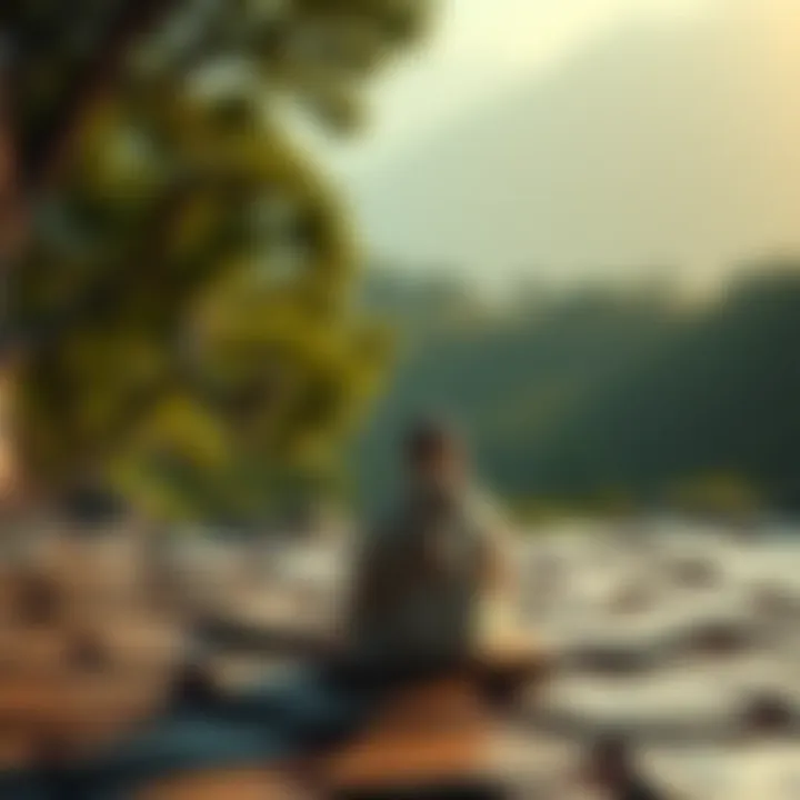 A person sitting cross-legged in meditation surrounded by nature, reflecting on mindfulness and mental wellness.