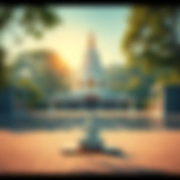 A serene Buddhist temple in a calm setting, surrounded by lush greenery and symbols of peace, representing the essence of Buddhism.