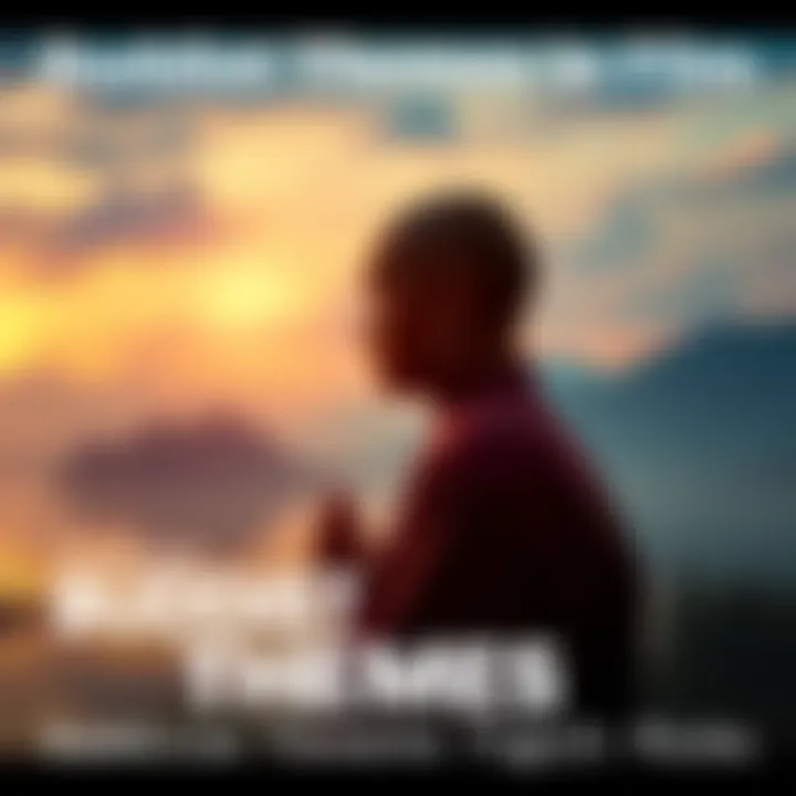 A scene depicting a serene moment in a movie illustrating Buddhist themes, featuring a character in contemplation against a tranquil backdrop.