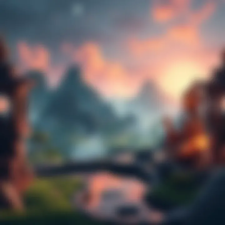 A serene gaming scene showcasing a character in a peaceful landscape, reflecting mindfulness and calmness. The environment features soft colors and symbols associated with Buddhism.
