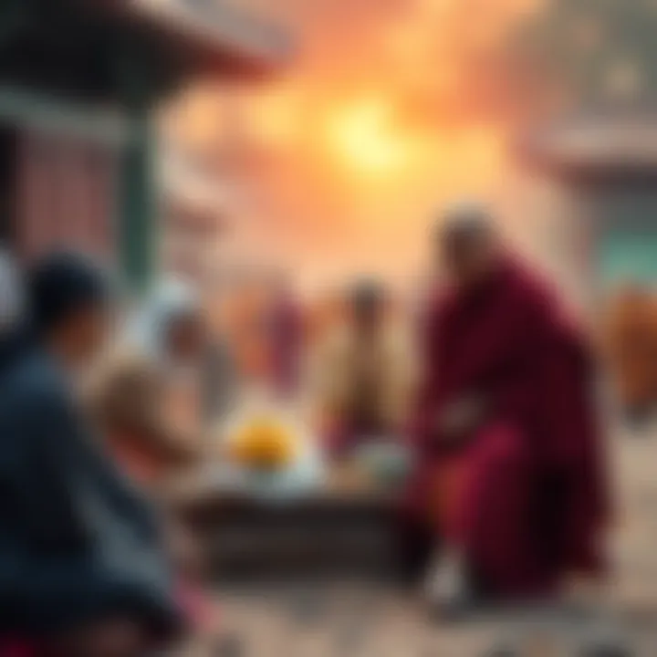 Group of Buddhists participating in community activities focused on climate change and animal welfare