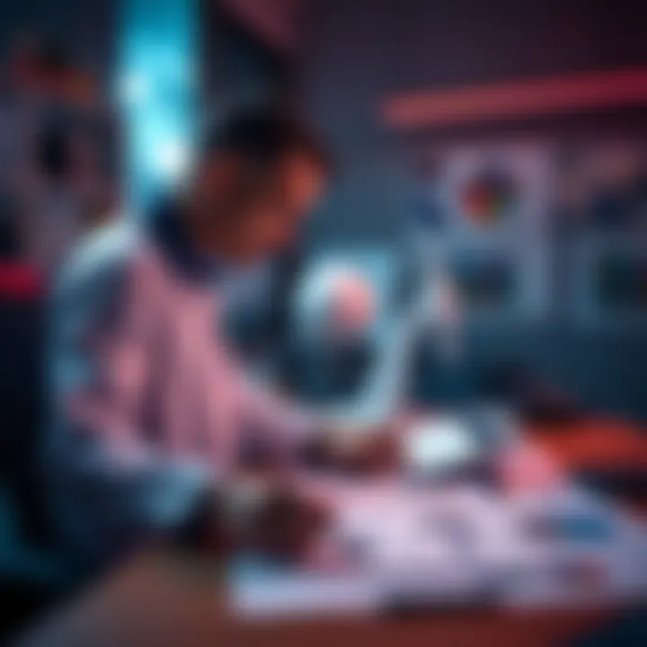 Buga Sphere Study Report A researcher analyzing data from the Buga Sphere study at a desk with charts and graphs.