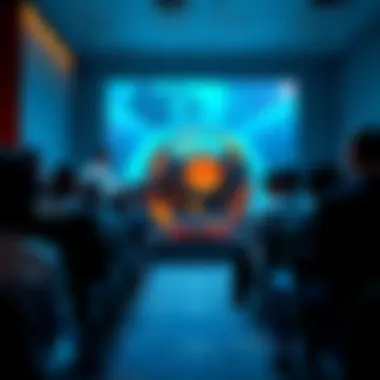 A scientist presenting the metallurgical results of the Buga sphere at a conference in Mexico City, audience attentive and engaged.