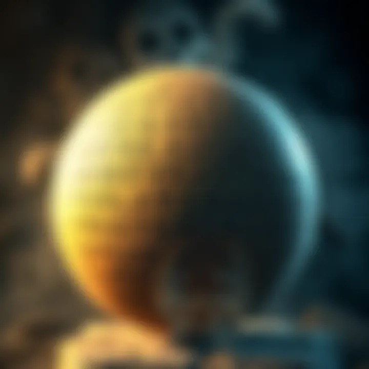 Close-up of the Buga Sphere showing detailed inscriptions alongside markings resembling tridactyl features.