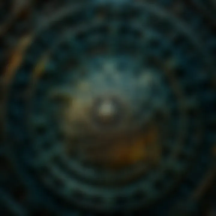 Buga Sphere Symbol A close-up view of the Buga Sphere symbol from a 1400 painting, showcasing intricate designs and patterns representing life and transformation.