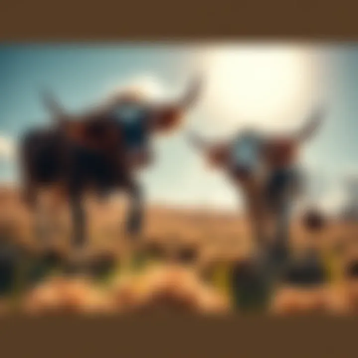 Two bulls frolicking and interacting playfully in a sunny field, bringing smiles to onlookers.