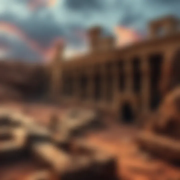 An archaeological dig revealing the remains of ancient structures hidden under layers of soil.