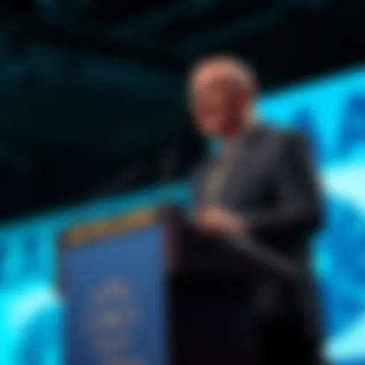 Burlison speaking at a podium about UAP being a top concern for defense agencies