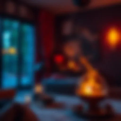 A cozy room with incense burning at night, creating a calm atmosphere