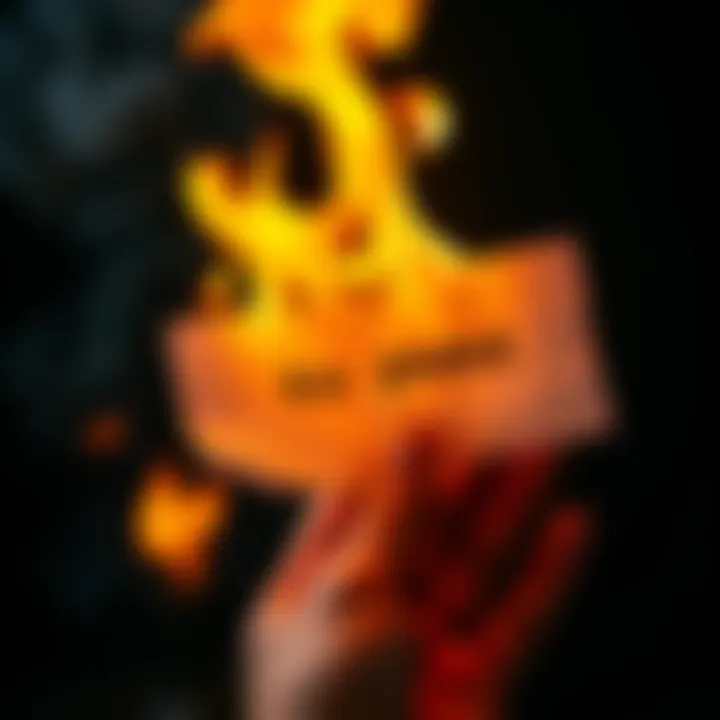 A hand holds a piece of paper with an ex's name written on it, set ablaze, symbolizing letting go of past relationships.