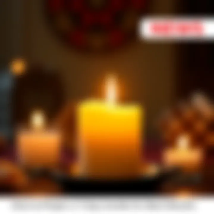 A lit 7 day candle with a steady flame, surrounded by a calm setting to show effective burning techniques.