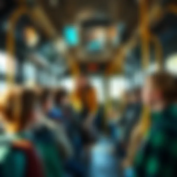 A woman appears aggressive on a bus, confronting school kids while a concerned passenger watches.
