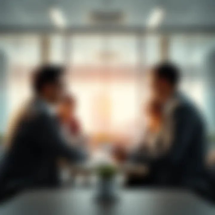 Group of professionals discussing strategic plans in a modern office setting