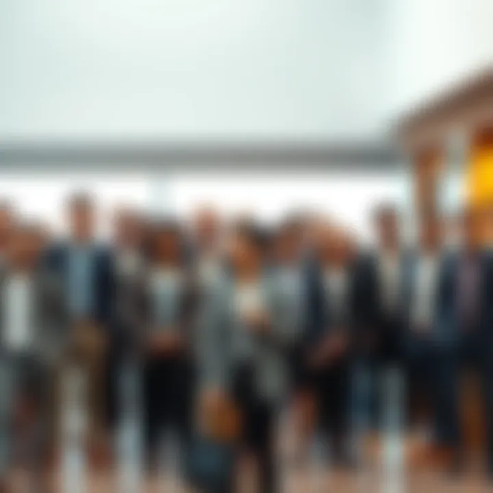 A group of people dressed in business casual attire, with some in blazers and others in nice shirts, ready for an EA initiation ceremony.