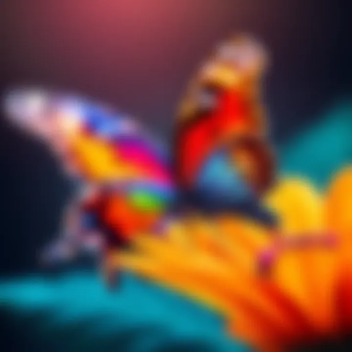 A colorful butterfly resting on a flower, symbolizing memory and connection to a loved one.