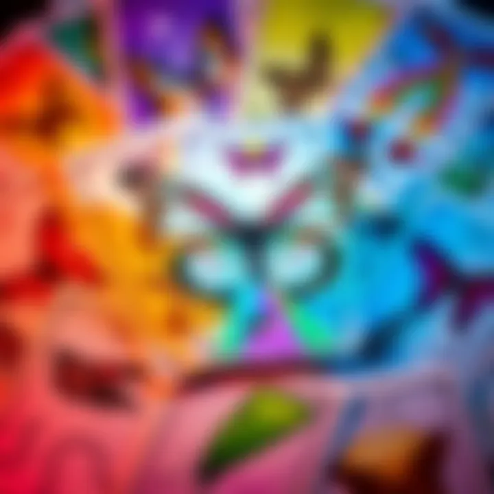 A colorful spread of Butterfly Wisdom Tarot cards with a butterfly illustration on top, symbolizing tarot concepts and community engagement.