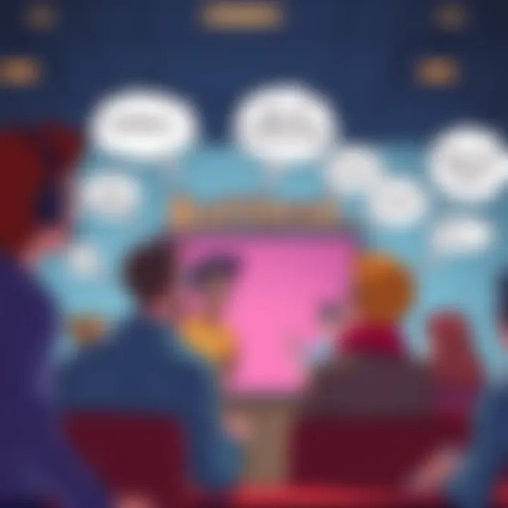 Illustration of people discussing the phrase hSSSSssss... (BUTTHEAD) in a forum setting, with thought bubbles depicting various theories and strategies.
