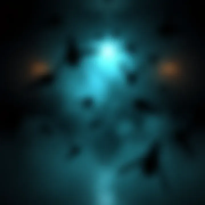 A dark, misty room with shadows and faint buzzing sounds, suggesting a ghostly presence and eerie atmosphere.