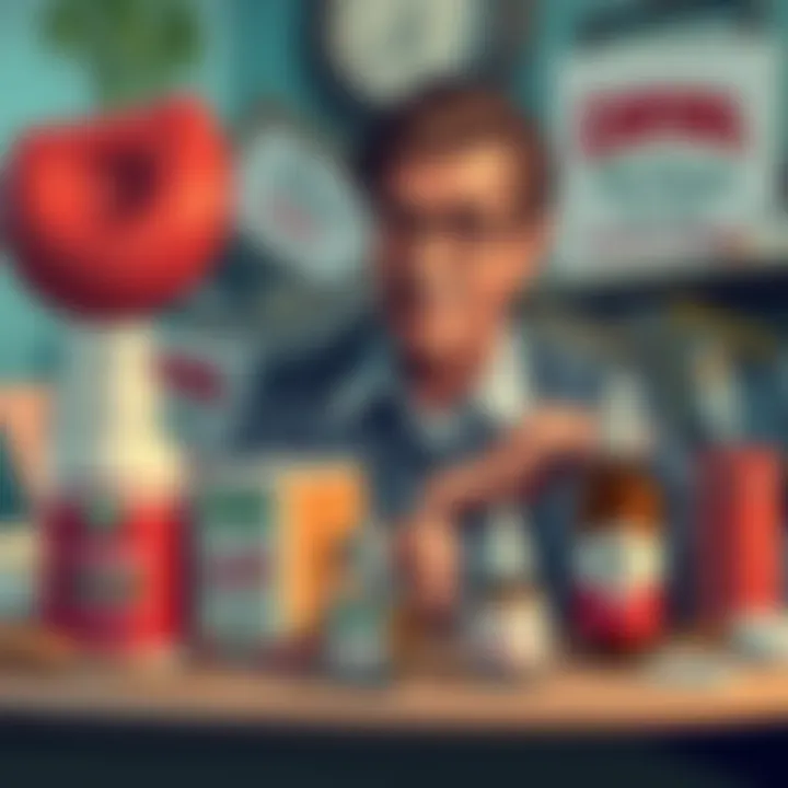 An illustration of vintage advertising materials featuring C Crane, surrounded by herbal remedies from the Reagan era.