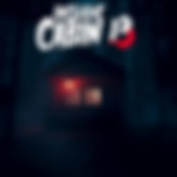 A dark and eerie Cabin 13 surrounded by trees, with a faint light in the window, suggesting a haunting atmosphere.