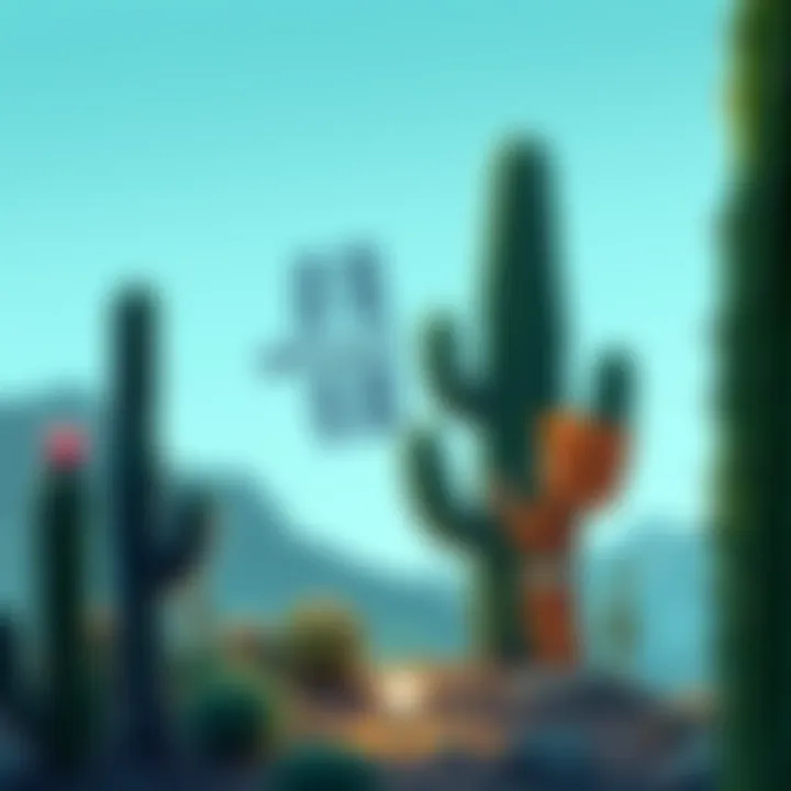 A whimsical illustration of a remote viewer accidentally seeing a cactus instead of the International Space Station, symbolizing the humorous twist in perception and time.