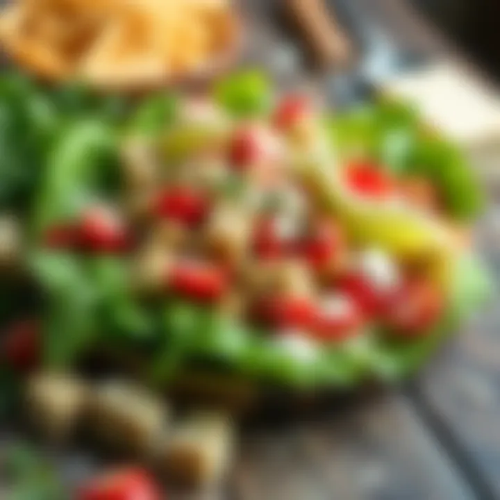 Caesar Salad Ingredients A fresh Caesar salad with romaine lettuce, croutons, and parmesan cheese on a rustic table