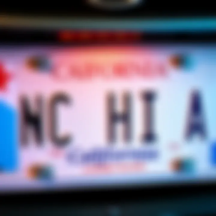 A close-up of an unusual personalized license plate seen in California, capturing attention for its distinctiveness.