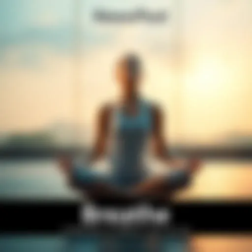A person sitting cross-legged in a peaceful setting, eyes closed, practicing deep breathing and mindfulness.