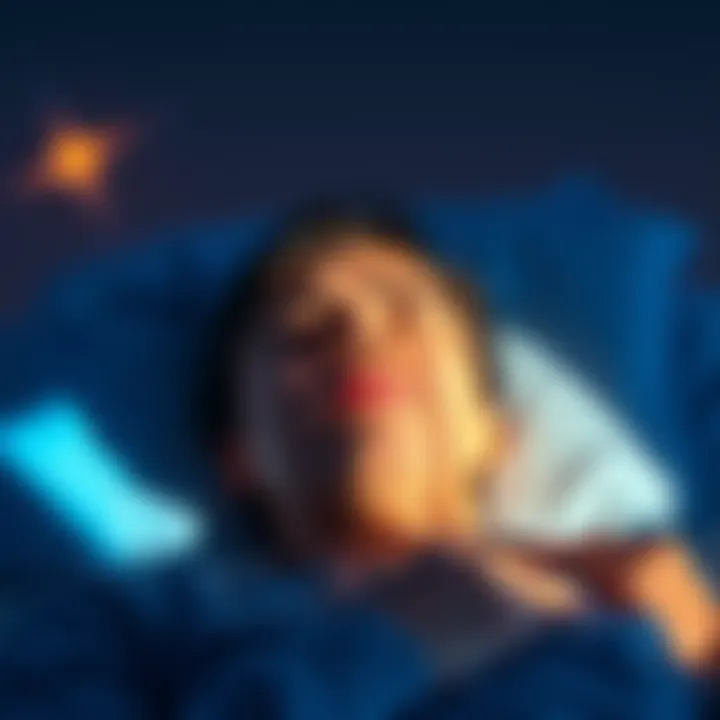 A person lying peacefully with eyes closed, surrounded by soft light and a serene atmosphere, suggesting a feeling of calm and detachment