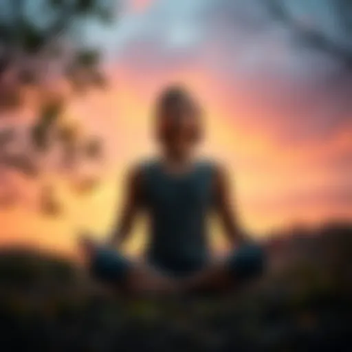 A person sitting peacefully with eyes closed, surrounded by nature, practicing mindfulness and using the 'Not Sure' mantra for anxiety relief.