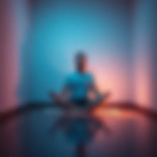 A person sitting cross-legged, surrounded by soft light, focusing on a peaceful state of mind while preparing for entity encounters