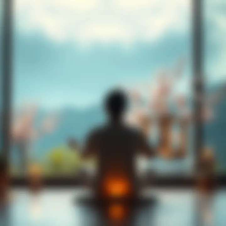 Person practicing calmness Individual meditating in a serene environment to promote emotional calmness and well-being
