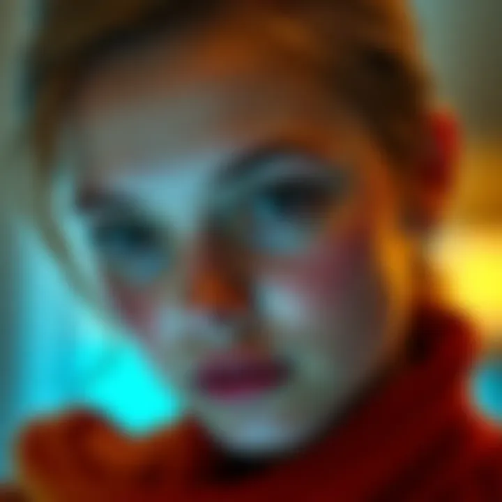 Person with Cancer Rising Features A person displaying prominent cheekbones and expressive eyes, representing Cancer rising traits in astrology.