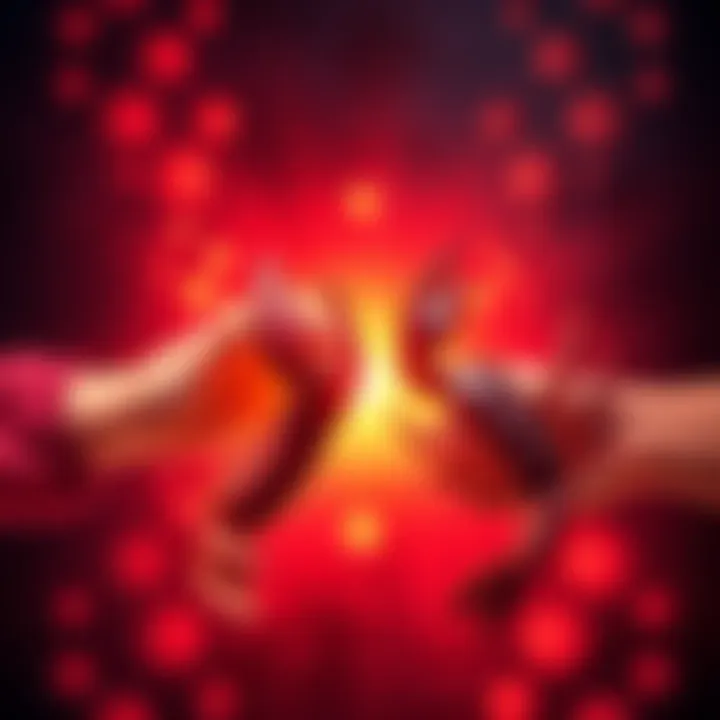 A visual representation of Cancer and Scorpio zodiac signs interacting emotionally, with one sign appearing more dominant and controlling in the relationship.