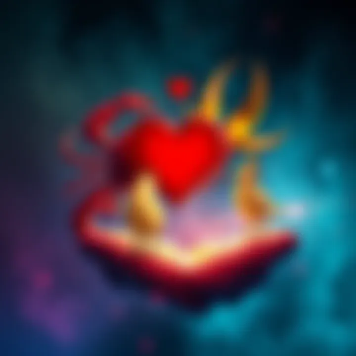 Illustration showing the astrological symbols for Cancer and Taurus with a heart symbol, representing emotional connections in relationships.