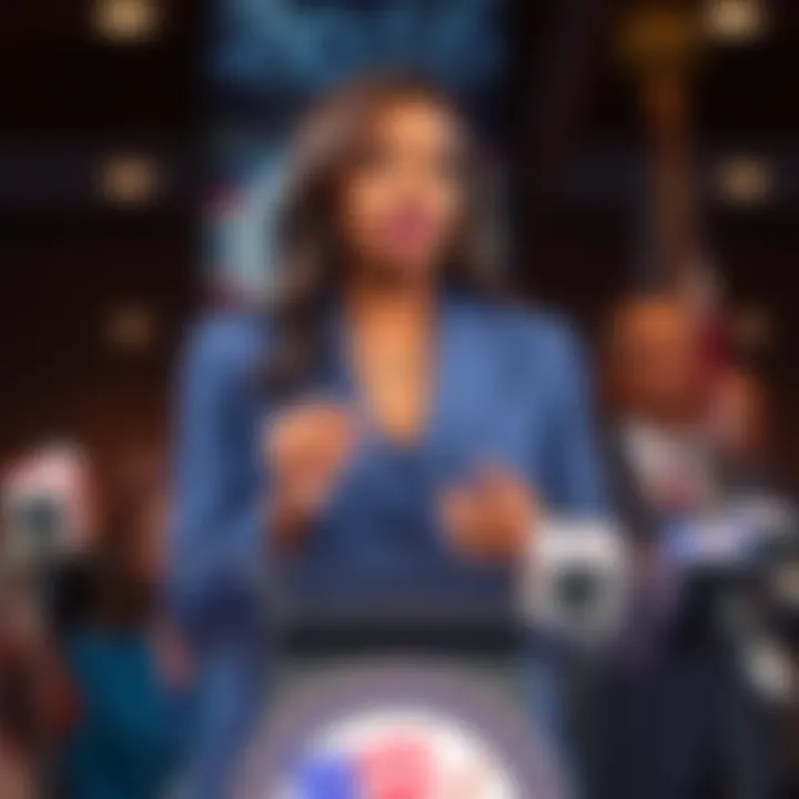Candace Owens stands at a podium, addressing reporters about the hit on Charlie, demanding accountability and clarity.