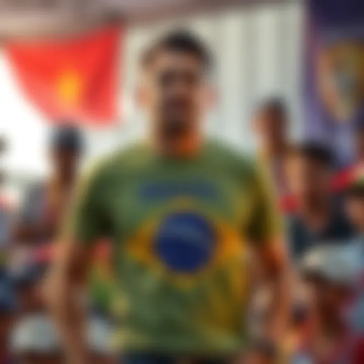 A political candidate wearing a Brazilian t-shirt at a local election rally, raising questions about their campaign choices