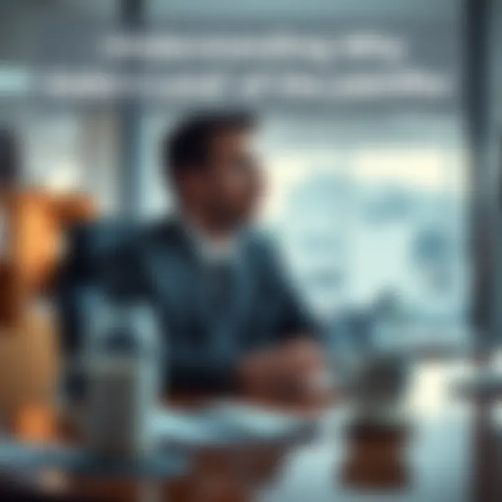 Candidate sitting at a desk looking thoughtful after a job interview, with a notepad and coffee cup in front.