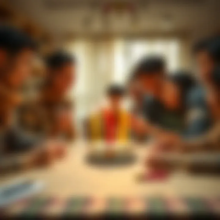 A group of friends making candles together, sharing laughter and enjoying a birthday celebration, with makeshift candles on a table and a warm atmosphere.